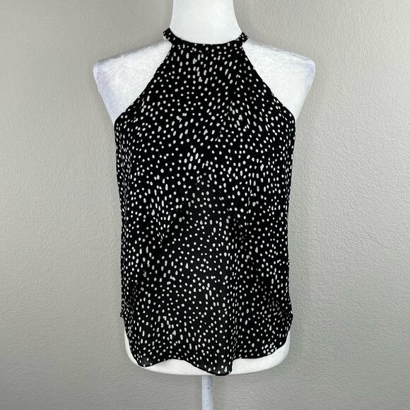 A.L.C. Iggy Black White Polka Dot Silk Georgette Layered Halter Top Blouse 4 - Picture 11 of 11